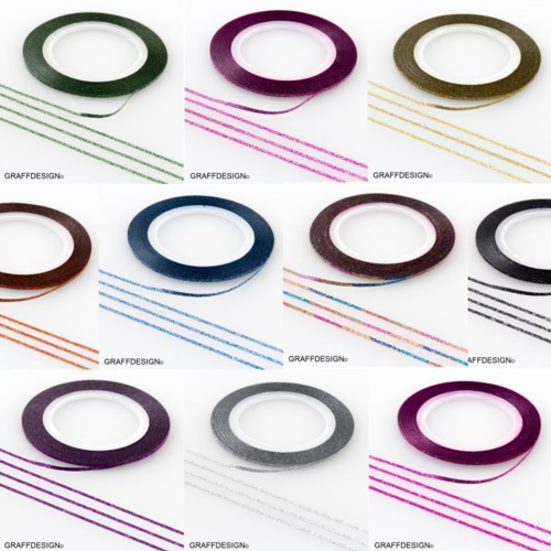 10x 1 Glitter Strips / Zierstreifen / Stripe frosted tape - SET - 1 mm breit - 920-001-010