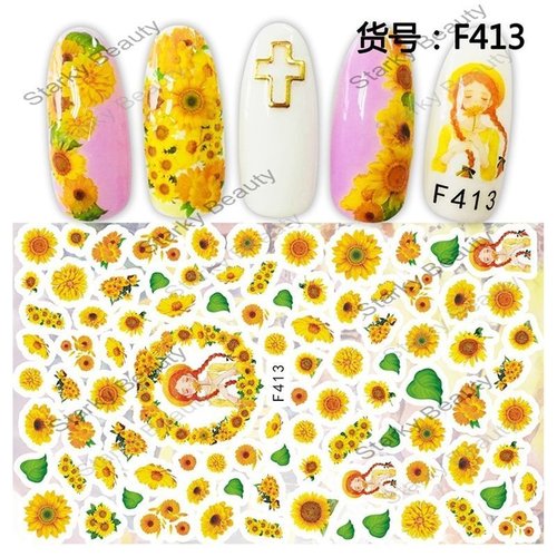 hauchdünne selbstklebende Sticker - Blumen / Sonnengelb - 705-F413