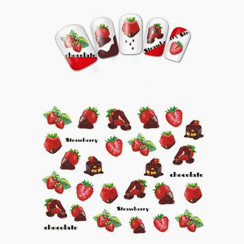 Sticker / Tattoo / One Stroke - Erdbeeren mit Schokolade - 702-BN-832