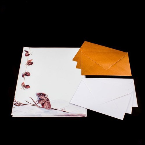 Briefpapier - 10 Briefblätter / 6 Umschläge 3x weiss 3x kupfer-rose - P-BP-007