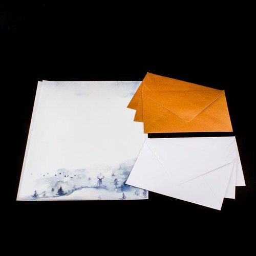 Briefpapier - 10 Briefblätter / 6 Umschläge 3x weiss 3x kupfer-rose - P-BP-008