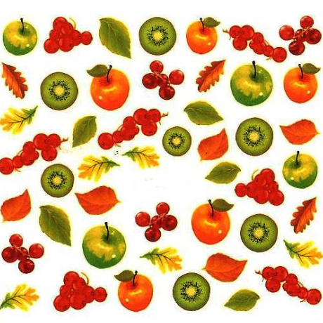 Nailtattoos für Herbst Nägel - mit Früchten und Blätter