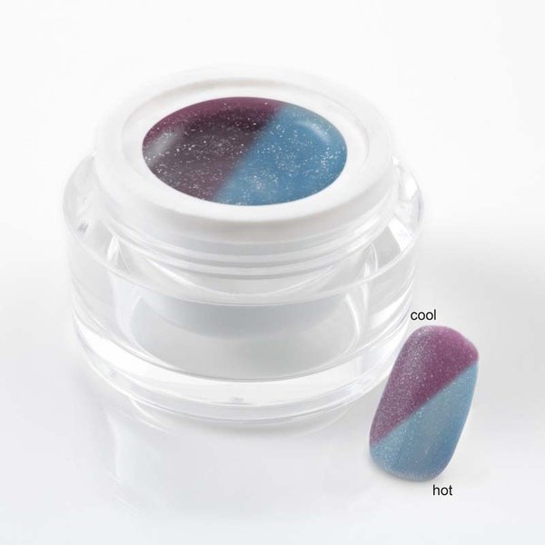 5 ml Thermo Farbgel UV Gel Lila -> Hellblau mit Glitter - 107-694