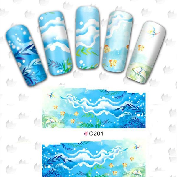 Nailwrap für Fullcovernails mit Unterwasser Motiv und kleinen Fischen