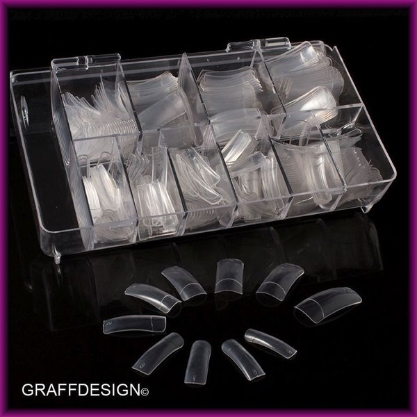 ABVERKAUF 500 Tips - Squared Oval Crystal Clear - incl. 7,5 g Tipkleber - 480-006 (ohne Box!)