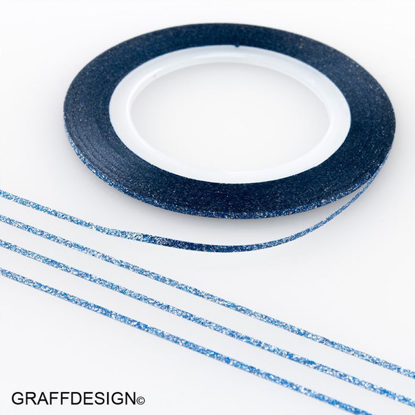 1x Glitter Strips als Zierstreifen im frosted look in hellblau - 1 / 2 / 3 mm breit