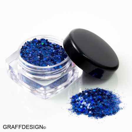 1x Glitter-Glitzer-Pailletten-Mix - Blau Hologramm - bis 1 mm - 2300-007
