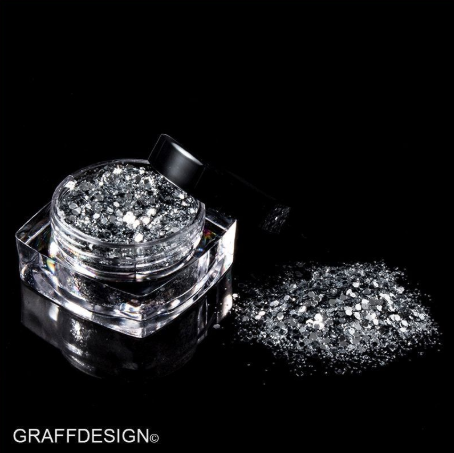 1x Glitter-Glitzer-Pailletten-Mix - Silber Pur - bis 1 mm - 2300-015