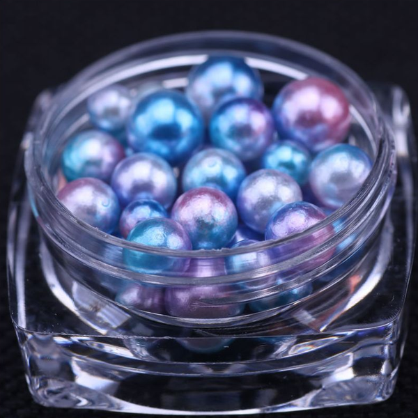 Nailart Candy Balls - Glass Perlen in verschiedenen Größen in Blau - Rosa