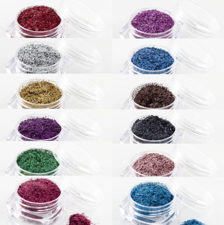 12x Glitter Glitzer kurze Fäden - in 12 verschiedenen Holo Farben - 1203-001-012