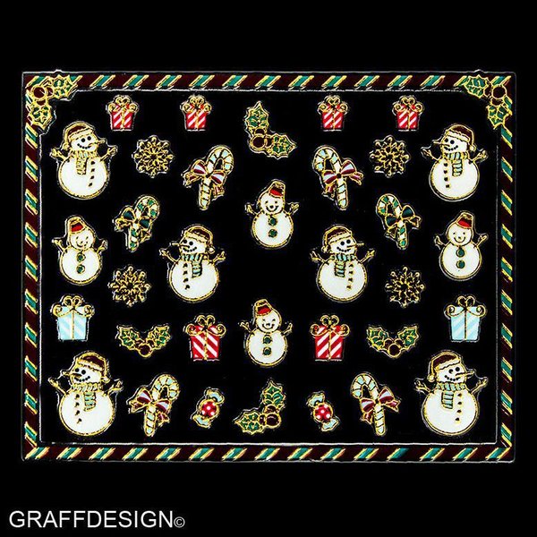Sticker mit Glitter - Weihnachten / Winter - 703-TJ060-gold w2/9