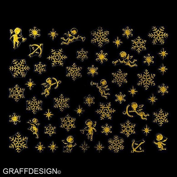 Sticker mit Glitter - Weihnachten / Winter - 703-TY095-gold w3/5