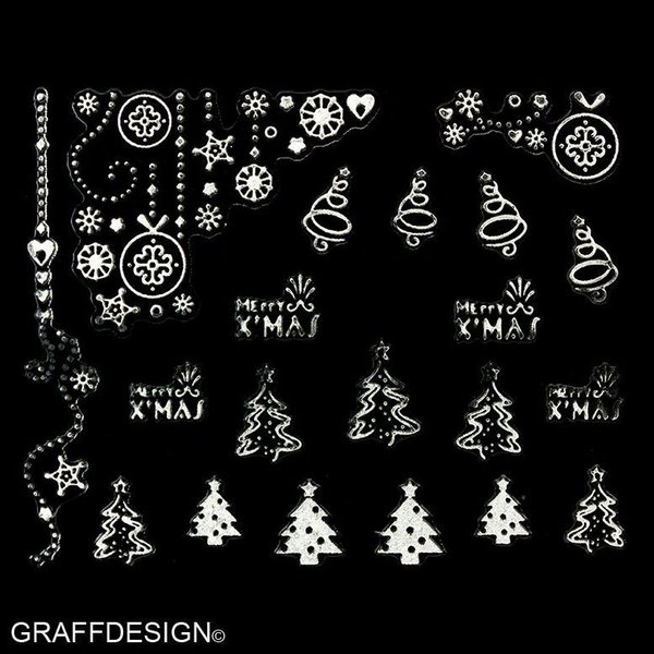 Sticker mit Glitter - Weihnachten / Winter - 703-TY113-silber
