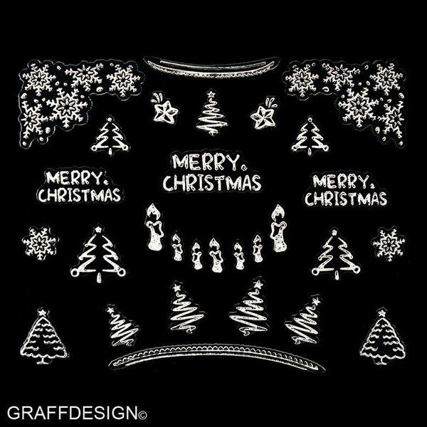 Sticker mit Glitter - Weihnachten / Winter - 703-TY114-silber