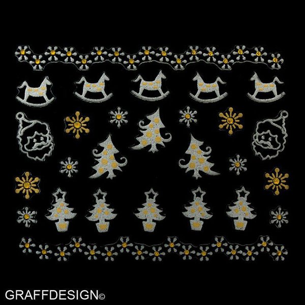 Sticker mit Glitter in Gold und Silber - Weihnachten - 703-YJ052 w3/6