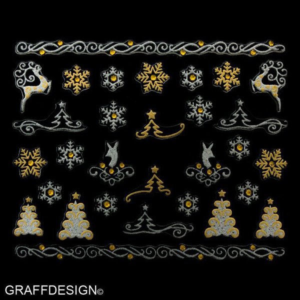 Sticker mit Glitter in Gold und Silber - Weihnachten - 703-YJ055 w3/6