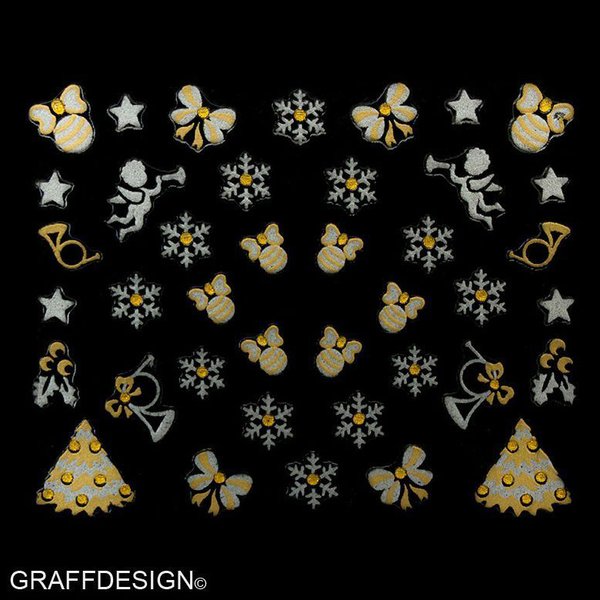 Sticker mit Glitter in Gold und Silber - Weihnachten - 703-YJ056 w3/6
