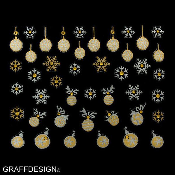 Sticker mit Glitter in Gold und Silber - Weihnachten - 703-YJ057 w3/6