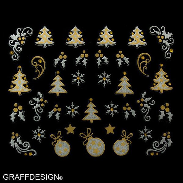 Sticker mit Glitter in Gold und Silber - Weihnachten - 703-YJ059 w3/6