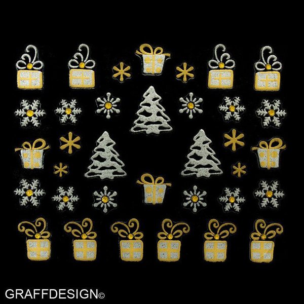 Sticker mit Glitter in Gold und Silber - Weihnachten - 703-YJ060 w3/7