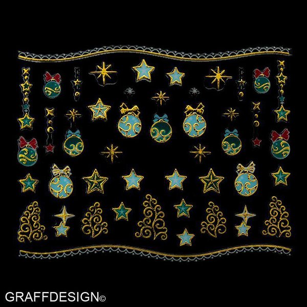 Sticker mit Glitter - Weihnachten / Winter - 703-TJ049-gold w2/9