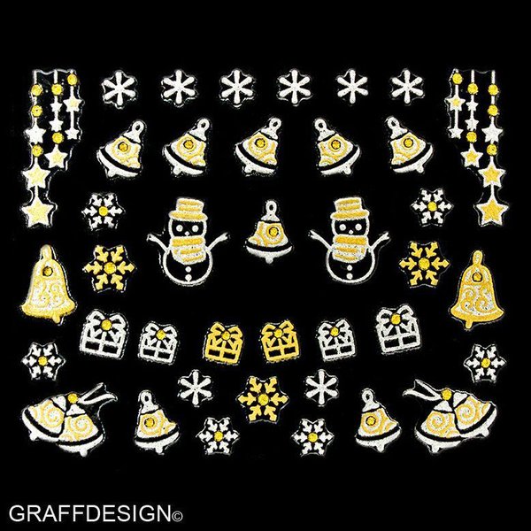 Sticker mit Glitter in Gold und Silber - Weihnachten - 703-YJ051 w3/6