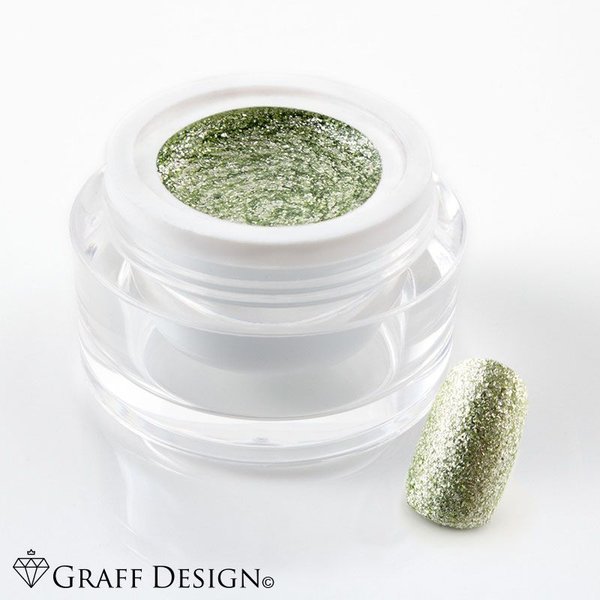 5 ml UV Colorgel / Farbgel / Glittergel - Glam Glitter Green Secco - mit echtem Silber - 107-B973