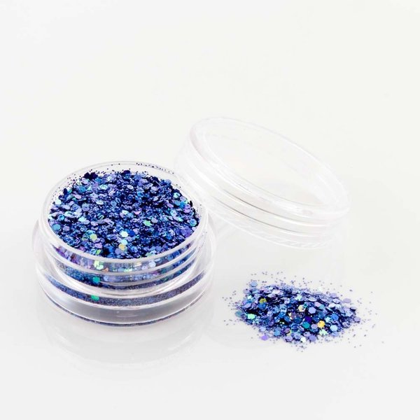 1x Glitter-Glitzer-Pailletten-Mix - Azurblau Hologramm - bis 1 mm - 2300-043