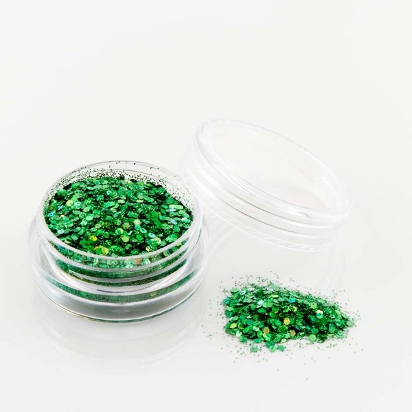 1x Glitter-Glitzer-Pailletten-Mix - Grasgrün Hologramm - bis 1 mm - 2300-045