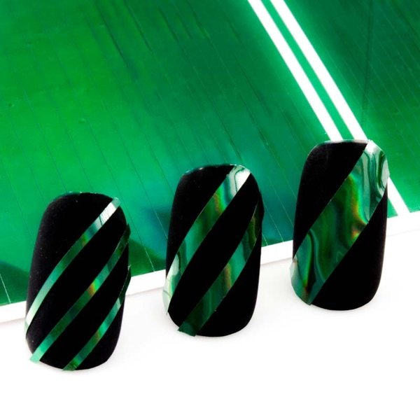 1 Bogen Metallic Strips Grün als Zierstreifen in Gerader Form - von 1 - 5 mm breit