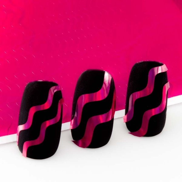 1 Bogen Metallic Strips Pink als Zierstreifen in Wellen Form - von 1 - 5 mm breit