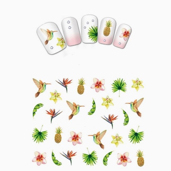 Sticker / Tattoo / One Stroke - Tropische Tiere, Blüten und Früchte - 702-BN-868