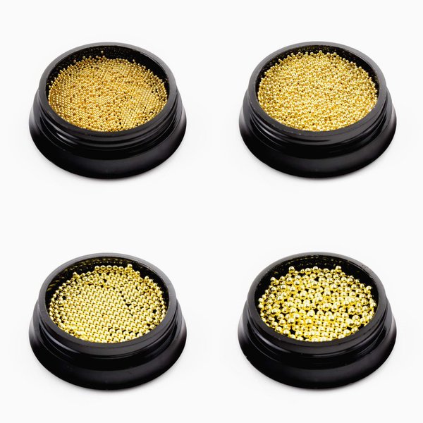 Cavia Perlen in vier Grössen 0,8 / 1,0 / 1,5 / 2,0 mm in Gold