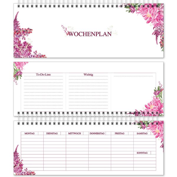Tischkalender zeitlos Pink Berry - Ihr individueller Wochenplaner