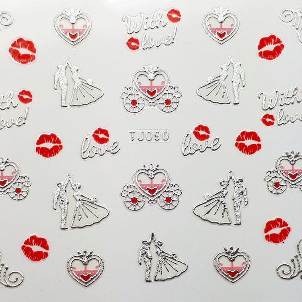 Sticker mit Glitter - Liebe/Valentinstag - 703-TJ090-silber