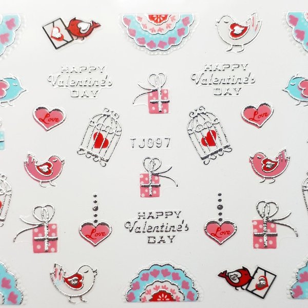 Sticker mit Glitter - Liebe/Valentinstag - 703-TJ097-silber
