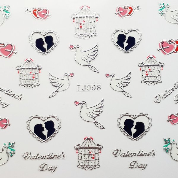 Sticker mit Glitter - Liebe/Valentinstag - 703-TJ098-silber