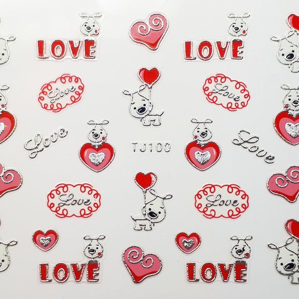 Sticker mit Glitter - Liebe/Valentinstag - 703-TJ100-silber