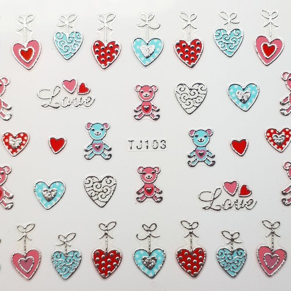 Sticker mit Glitter - Liebe/Valentinstag - 703-TJ103-silber