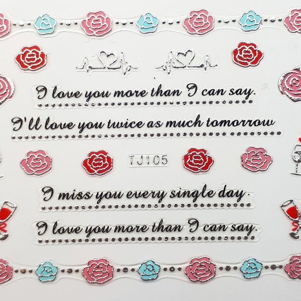Sticker mit Glitter - Liebe/Valentinstag - 703-TJ105-silber