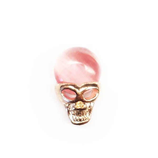 3D Nagelschmuck - Overlays - Schädel mit rosa Stein- Skull - 2500-032