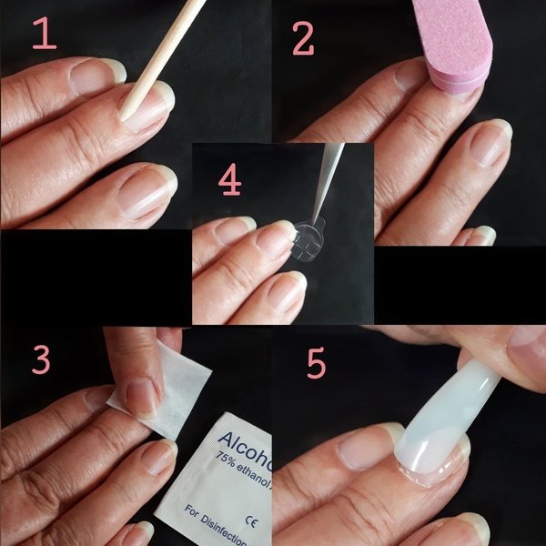 10x Press on Nails - Stiletto - Fullcovernails - Rosa-Pink mit Einhorn in Holoeffekt - PN-005