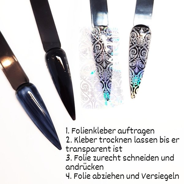 Transferfolie Folie - schwarz / silber holo - Schnörkel-Ornamente - 1400-398