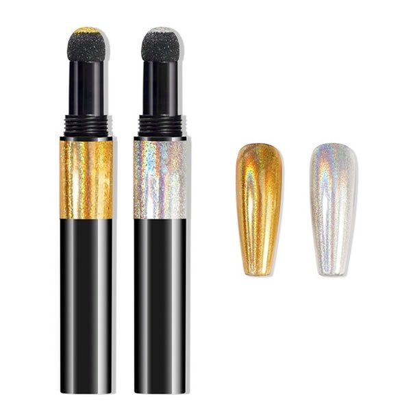 Nailart Puder - Pigment Pen - Chrome - Hologramm - Gold und Silber  - 1010-LS01-02