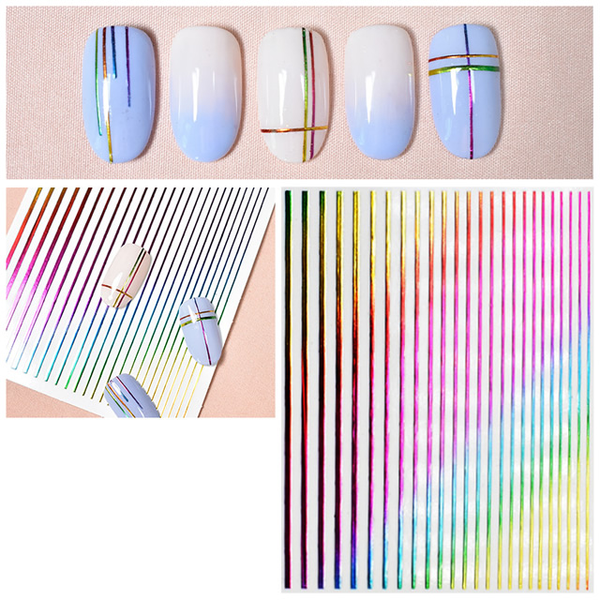 Flexible Stripes in Metallic-Look - Regenbogen - Rainbow - Bunt - selbstklebend - 703-stripes-bunt