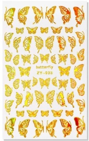 Sticker mit holo Glitter - Schmetterlinge - selbstklebend - 703-ZY-035-Gold - Graffdesign