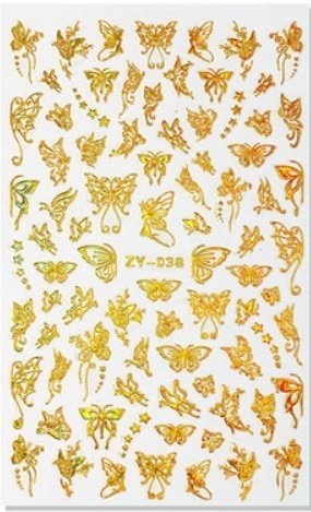 Sticker mit holo Glitter - Schmetterlinge - selbstklebend - 703-ZY-038-Gold - Graffdesign