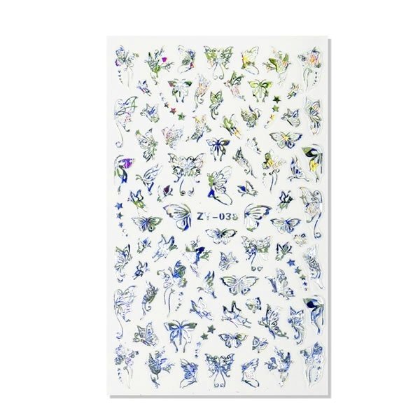 Sticker mit holo Glitter - Schmetterlinge - selbstklebend - 703-ZY-038-Silber - Graffdesign
