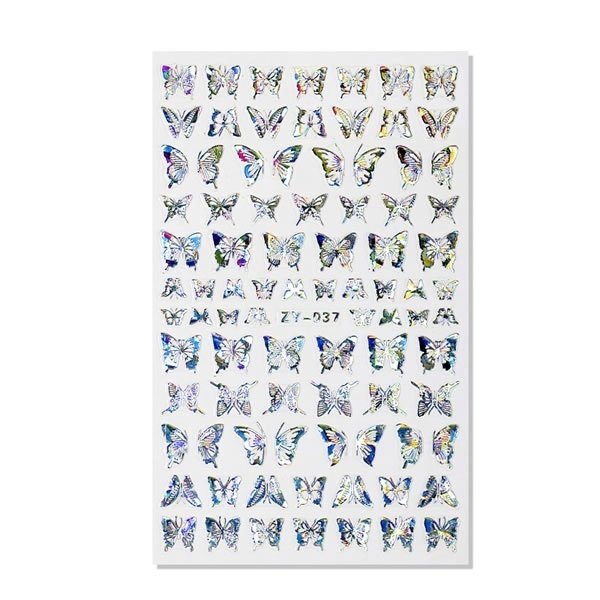 Sticker mit holo Glitter - Schmetterlinge - selbstklebend - 703-ZY-037-Silber - Graffdesign