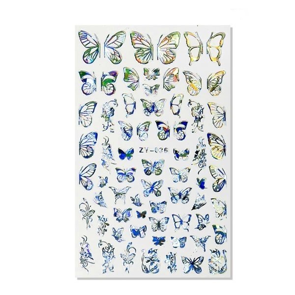 Sticker mit holo Glitter - Schmetterlinge - selbstklebend - 703-ZY-036-Silber - Graffdesign
